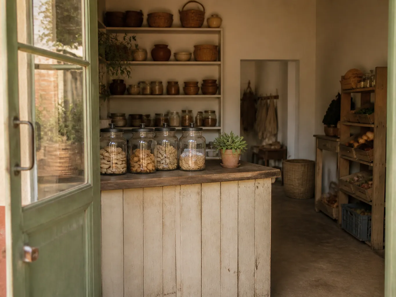 The counter of a small independent shop in warm daylight